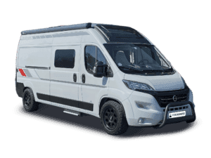Robuste camperbus met stijl en functionaliteit, perfect voor avontuurlijke reizen.